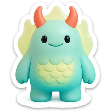 monster with glowing red horns, shimmering scales, and a bright aura sticker