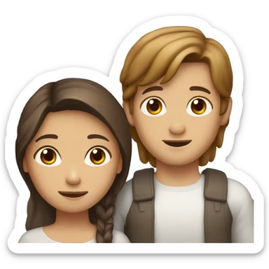 Brown haird asian girl with brown hair white guy sticker