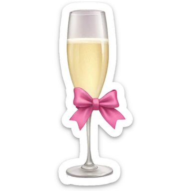 Champagne glass with pink bow on the stem sticker