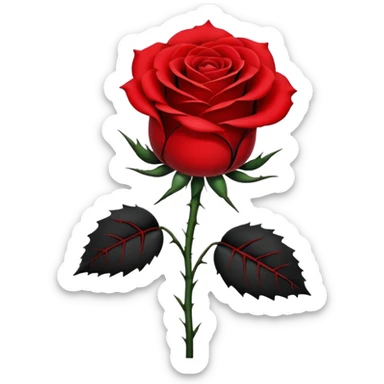 Red and black rose with stem sticker