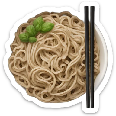 bowl of japanese buckwheat soba noodles with two chopsticks sticker