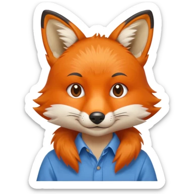 fox waist up in a shirt, iPhone emoji style sticker