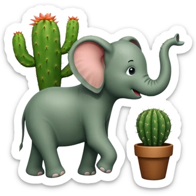 elephant and cactus sticker