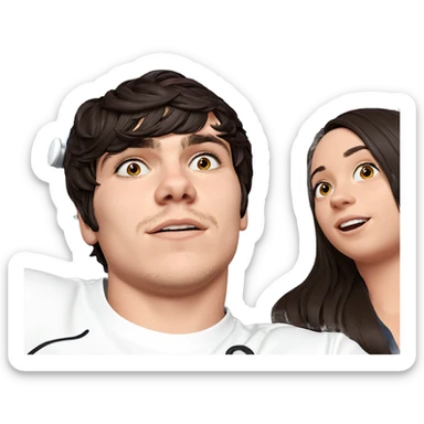 girl and boy with earphones sticker