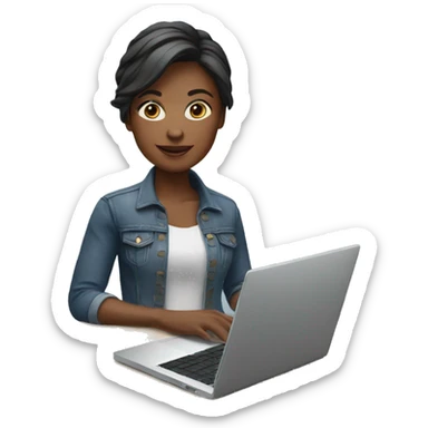 memoji female with laptop sticker