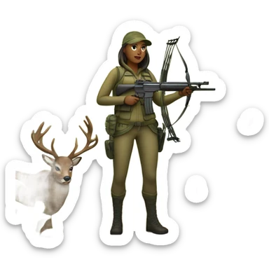 Woman hunting deer sticker
