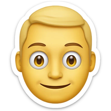 Normal yellow face emoji but head turned to the right while smirking and looking back sticker