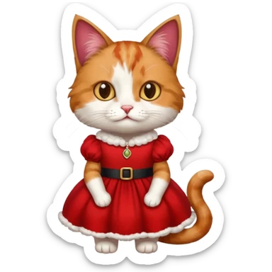 cat wearing a red dress sticker