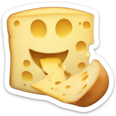 Happy cheese eating bread sticker