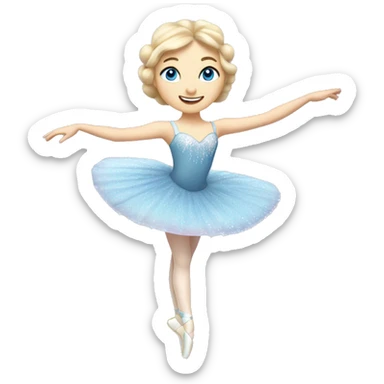 A sugar plum fairy ballerina performing in the nutcracker ballet. she has blue eyes, blonde hair, and pale skin. She is dancing ballet sticker