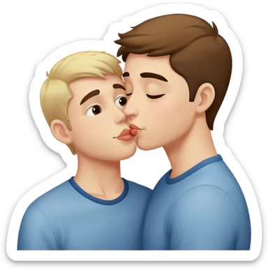 Muchacho joven dándole un beso a otro hombre en la mejilla sticker