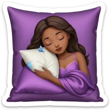 sleeping beauty brunette black girl with a silk pillow sticker