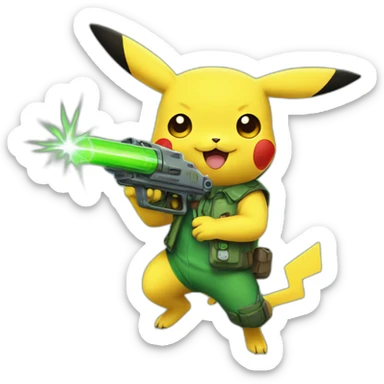 pikachu with green raygun sticker