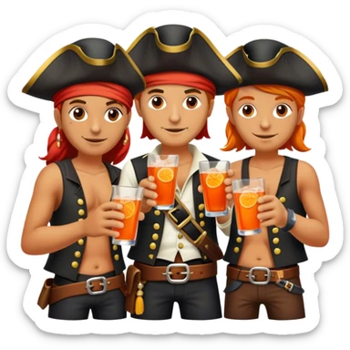 happy family of pirates drinking aperol sticker
