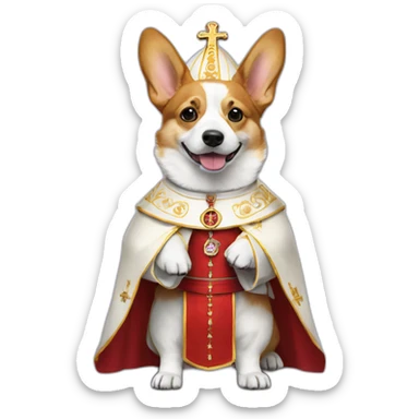 Full body Corgi dressed as the pope sticker