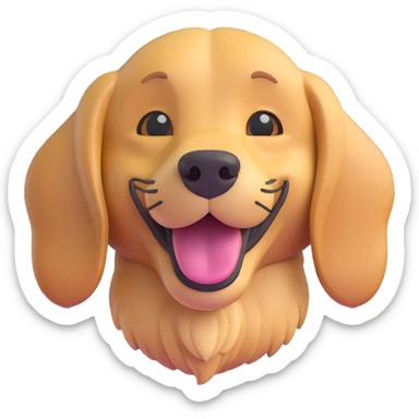 Change the corgi to a golden retriever in the same 3D emoji style, keeping the rest of the image unchanged and the background transparent. sticker