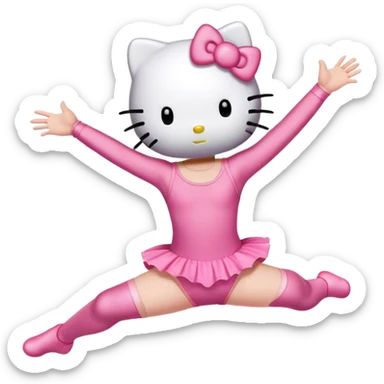 Hello Kitty in a leotard doing a straight jump sticker
