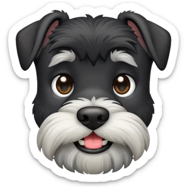 black schnauzer dog old with one tooth sticker