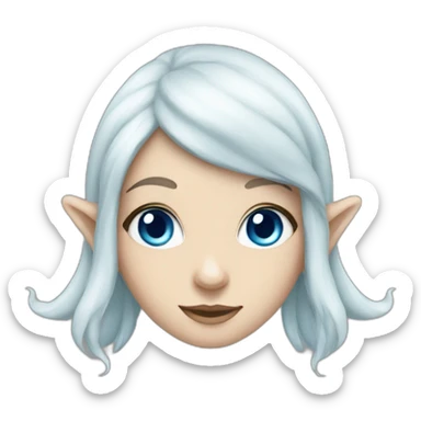 Elf girl with blue eyes whites hair sticker