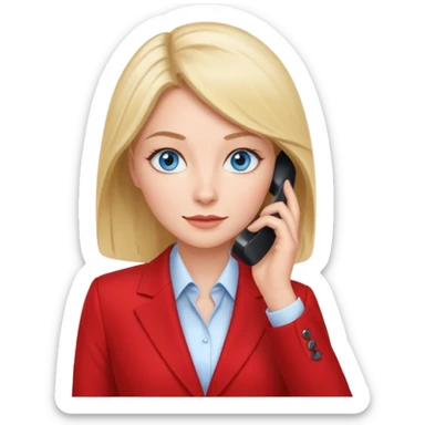 business woman with blue eyes talking on the mobile phone sticker