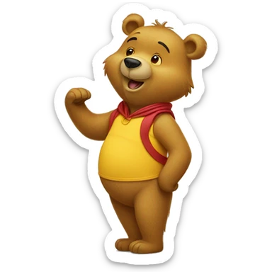 bear wearing a winnie the pooh costume sticker
