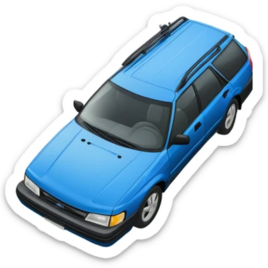 Blue 1990 Subaru legacy wagon in a snowy ditch sticker