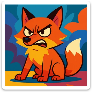 a fox with an angry expression, vibrant toon style sticker