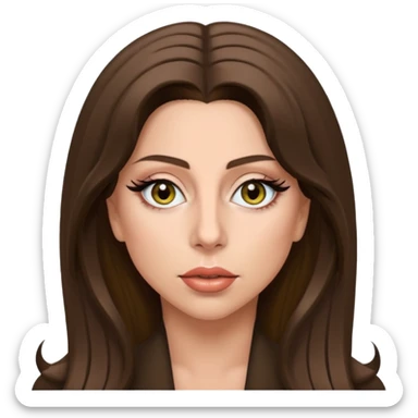Lady Gaga with hazel eyes, long brunette hair sticker