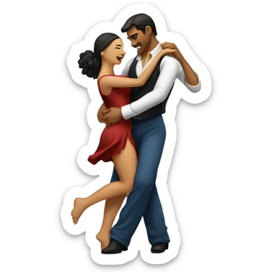 A couple dancing a very emotional, sensual tango Argentino with her leg wrapped around him sticker