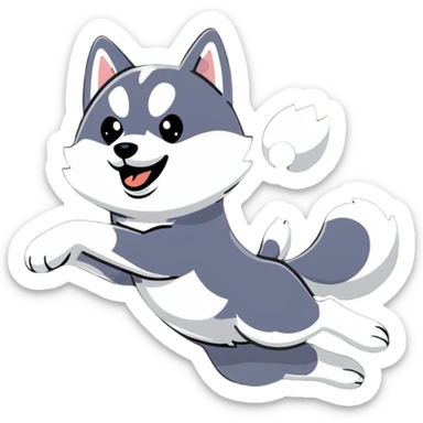 husky dog jumping in the air sticker
