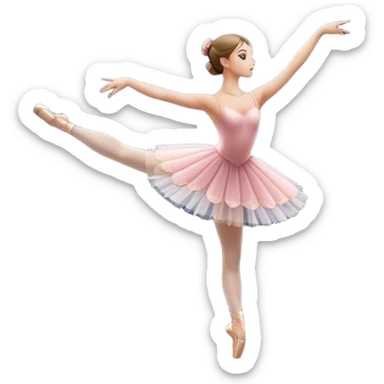 Emoji of Ballet: Big theater stage with silhouette of a ballerina in an elegant pose, surrounded by spotlight and stage lights. The icon should convey the grace and beauty of ballet, with focus on the dancer and the dramatic lighting. Transparent background. sticker