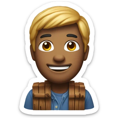 one 3d characters like the apple memoji design style dressed like a timber crossing arm with a smile face sticker