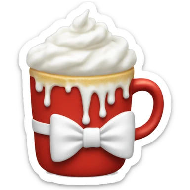 Red mug with a white bow on it and whipped cream on top  sticker