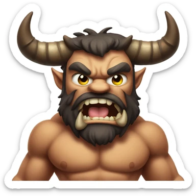  a muscular, demonic-looking bull-like creature, with beard and horns holding 2 thumbs up sticker