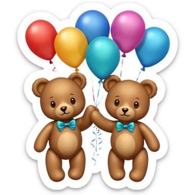 brown Satine bears balloons  sticker