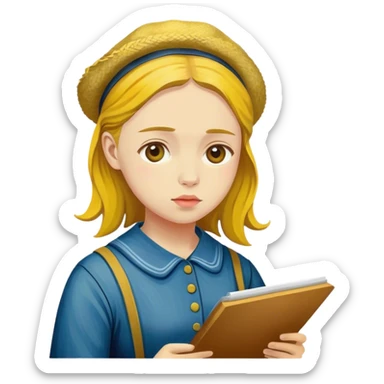 Van Gogh drawing girl sticker