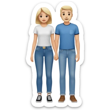full-length relaxed couple in jeans and t-shirts sticker