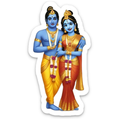 Krishna and radhe sticker