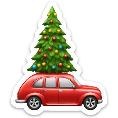 Christmas red Car with Christmas Tree  sticker