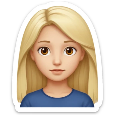 Make me a blonde girl with brown eyes, her hair a little past her shoulders. sticker