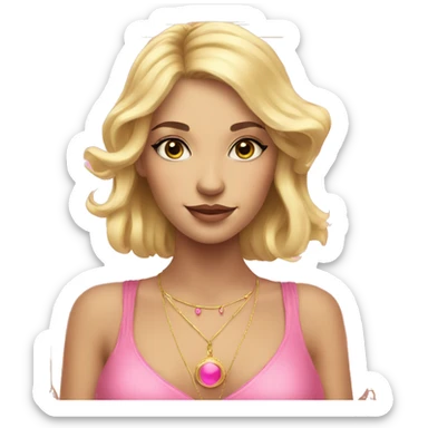 Blonde beautiful girl with pink pink tarot gold cards sticker