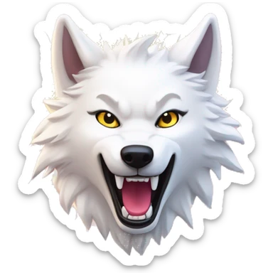 Lightning running sparkling glitter white wolf snarling huge eyes sun halo black white pink red yellow sticker