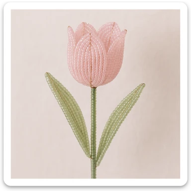 baby pink tulip made with french beading technique, translucent beads, fine wire, soft and feminine look, delicate and detailed sticker
