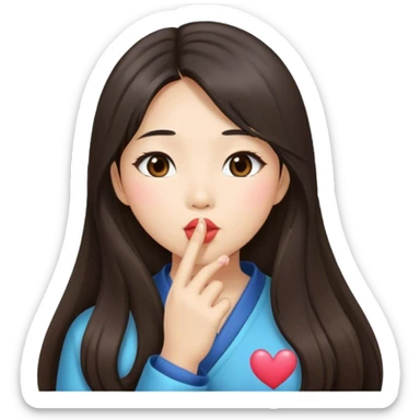 Long hair asian girl blowing kisses sticker