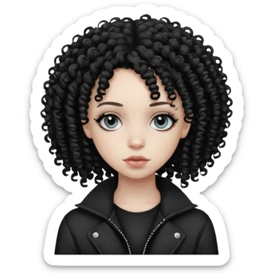 black girl with curly hair, emo fashion sticker