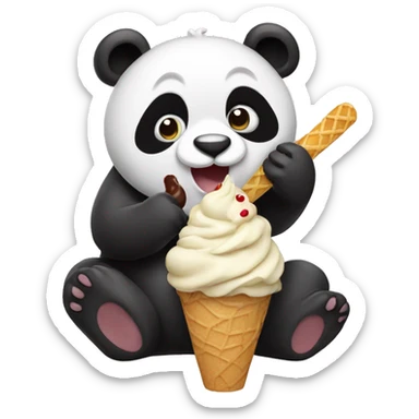 Panda eating ice cream sticker