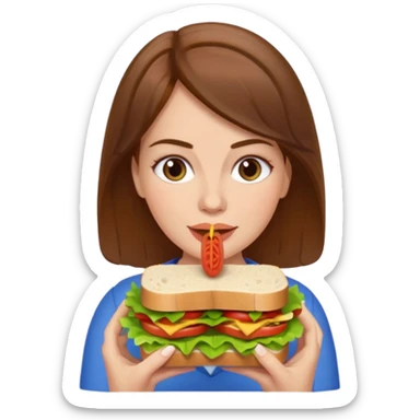brown hair white women eating a sandwich sticker