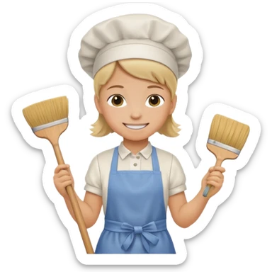 a child helping to clean up, etiquette theme sticker