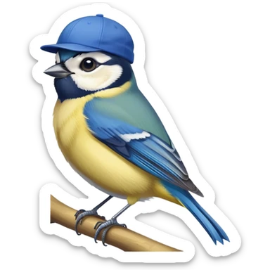 Eurasian blue tit bird with yellow belly and blue cap sticker
