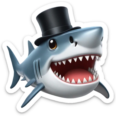 A shark with a top hat sticker